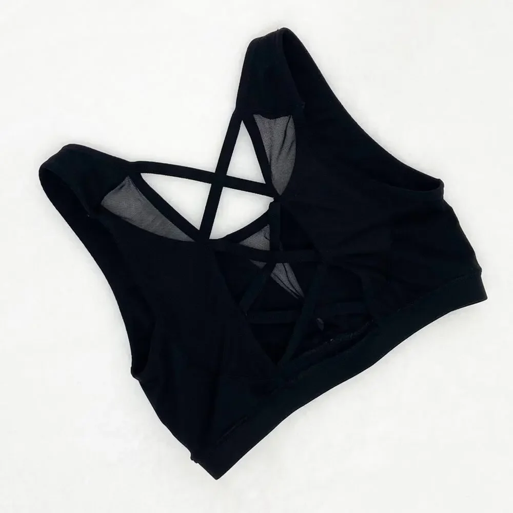 BKE Criss Cross Sports Bra Small Black